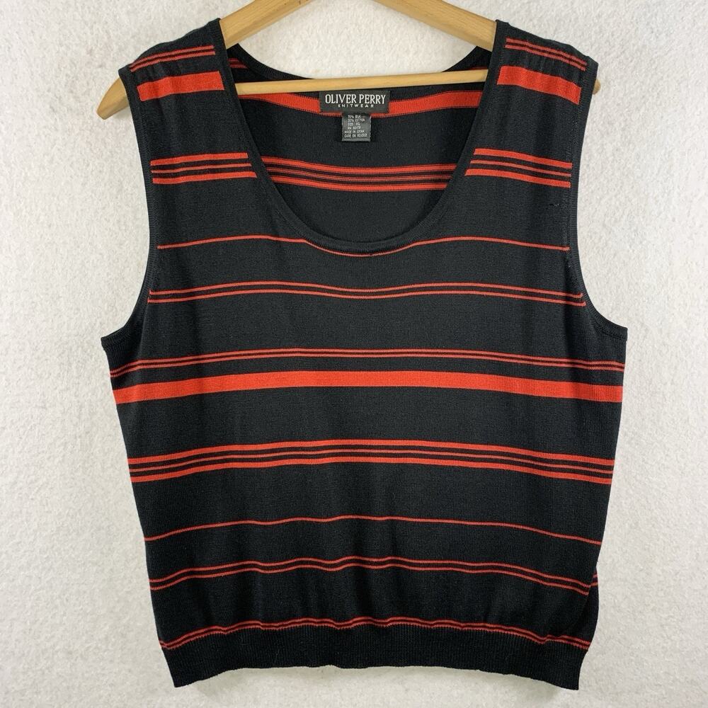 Women‎ Silk Blend Boxy Knit Top Black Red New England Coastal Old Money Preppy